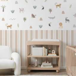Lines & Stripes Wall Panels, Gender Neutral Decor, Nursery Room Art, Playroom Decal, Half Stickers, Peel Stick - thumbnail 3