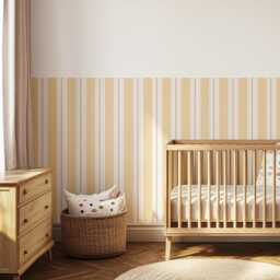 Lines & Stripes Wall Panels, Gender Neutral Decor, Nursery Room Art, Playroom Decal, Half Stickers, Peel Stick - thumbnail 1