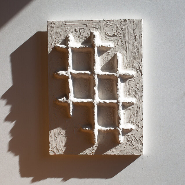 Japandi Wall Decor. Handmade 3D Hanging, Boho Style Plaster Art, Monochromatic Urban Sculpture, Concrete Industrial Decor - image 1
