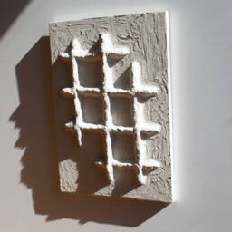 Japandi Wall Decor. Handmade 3D Hanging, Boho Style Plaster Art, Monochromatic Urban Sculpture, Concrete Industrial Decor - thumbnail 2