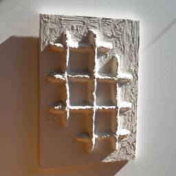 Japandi Wall Decor. Handmade 3D Hanging, Boho Style Plaster Art, Monochromatic Urban Sculpture, Concrete Industrial Decor - thumbnail 3