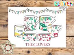 Christmas - New Style Emma Bridgewater Inspired Mug Digital Hand Drawing Print A5/A4 A3 Home Gifts, Wall Decor - thumbnail 1