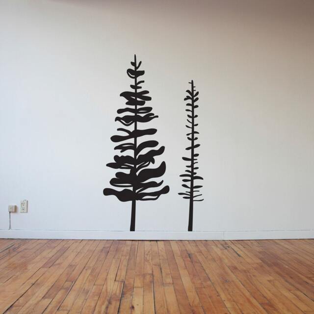Pine Tree Wall Decals - Vinyl Art Stickers, Living Room Decor - image 1