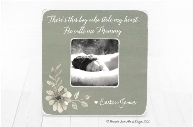 There's This Boy Who Stole My Heart He Calls Me Mommy Mom Gift Mother's Day Personalized Picture Frame Mother & Son - image 1