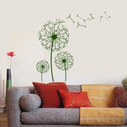 Wall Vinyl Decal Dandelions Puffball Bouquet Of Flowers Blowing Seeds Flower Ornament Modern Home Decor - #1129Dz - thumbnail 2