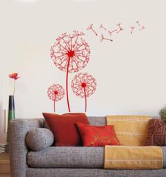 Wall Vinyl Decal Dandelions Puffball Bouquet Of Flowers Blowing Seeds Flower Ornament Modern Home Decor - #1129Dz - thumbnail 1