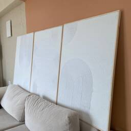 xlarge Set Of 3 Boho Textured Wall Art, Plaster Canvas Decor, Minimalist Painting, Modern Art For Living Room & Bedroom - thumbnail 3