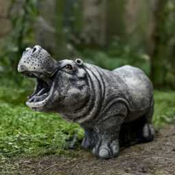 Outdoor Hippo Figurine Concrete Hippopotamus Sculpture Garden Statue Stone Wild Animal Ornament Handmade Decoration Hippo Lover Gift - thumbnail 2