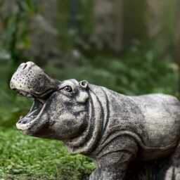 Outdoor Hippo Figurine Concrete Hippopotamus Sculpture Garden Statue Stone Wild Animal Ornament Handmade Decoration Hippo Lover Gift - thumbnail 3