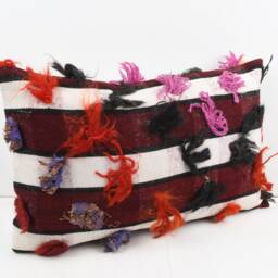 Handwoven Turkish Kilim Pillow Bohemian Lumbar Cushion, 16x24 Inch - thumbnail 2