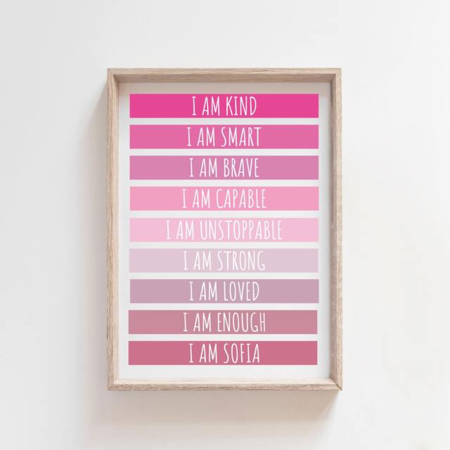 Girls Bedroom Prints, Nursery Positive Affirmation Print, Self Love, Teenagers Wall Art, Playroom Art - image 1