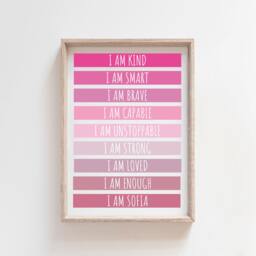 Girls Bedroom Prints, Nursery Positive Affirmation Print, Self Love, Teenagers Wall Art, Playroom Art - thumbnail 1