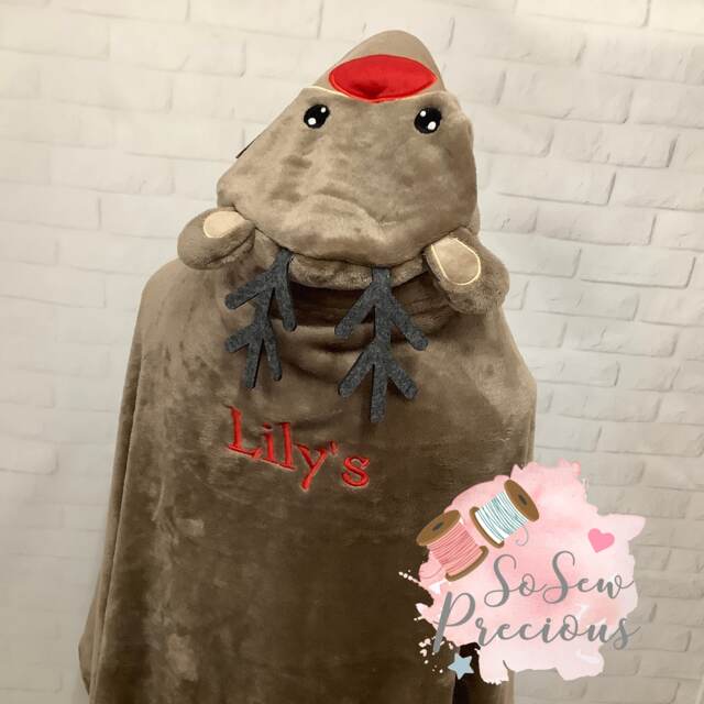Personalised Kids Hooded Reindeer Blanket Throw, Ideal Gift, Birthday, Christmas, Personalized - image 1