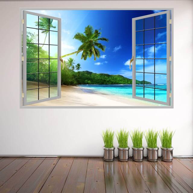 Tropical Beach Palm Tree Wall Decal Sticker Mural Poster Print Art Home Office Decor Hm3 - image 1