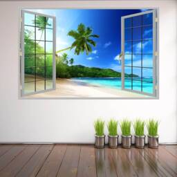 Tropical Beach Palm Tree Wall Decal Sticker Mural Poster Print Art Home Office Decor Hm3 - thumbnail 1