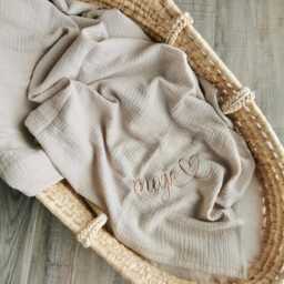 xxl Muslin Blanket With Name - Organic Cotton Birth Summer Personalized Baby Cuddly Gift - thumbnail 1