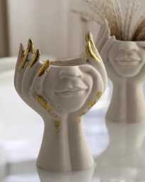 statue Vase Decor Jesmonite - Handmade Decorative Table Ornament Neutral Home Gift Unique Self-Decor Accent - thumbnail 1