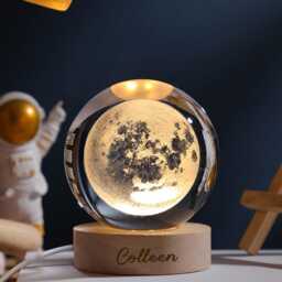 Personalized 3D Galaxy Crystal Ball Night Light, Custom Solar System Light, Planet Glass Globe Lamp, Crystal Lamp, Astronomy Memorial Gift - thumbnail 2