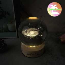 Personalized 3D Galaxy Crystal Ball Night Light, Custom Solar System Light, Planet Glass Globe Lamp, Crystal Lamp, Astronomy Memorial Gift