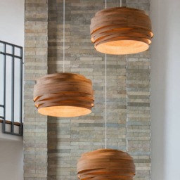 Wood Pendant Lighting Decorative Lampshade - Handmade Chandelier For Kitchen-And-Dining Staircase Lights Fixture Light Cloud - thumbnail 2