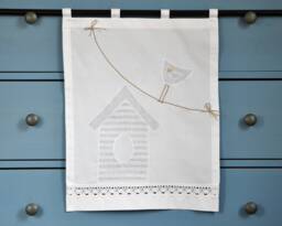 Spring Valance Suspenders, White Shabby Chic Curtain, Height & Width To Choose From - thumbnail 1