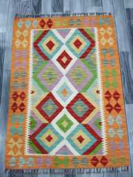 Kilim Rug Multicolour, Handmade Artisan Afghan Turkish Scandinavian Navajo Bohemian Flatweave Wool Multicolour 122x89 cm - thumbnail 1