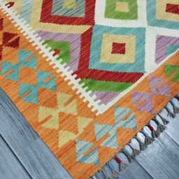 Kilim Rug Multicolour, Handmade Artisan Afghan Turkish Scandinavian Navajo Bohemian Flatweave Wool Multicolour 122x89 cm - thumbnail 2