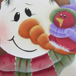 Snowman & Bird Wood Snow Globe Wall Hanging - thumbnail 2