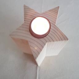 Illuminated Wooden Star - Tealight Holder - thumbnail 3