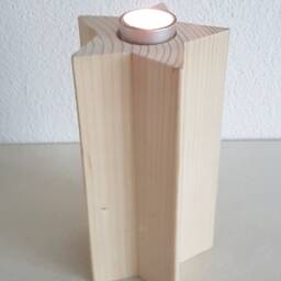 Illuminated Wooden Star - Tealight Holder - thumbnail 2
