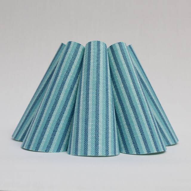 Handmade Lake Blue Striped Pleated Lampshade - Custom Sizes-89# - image 1