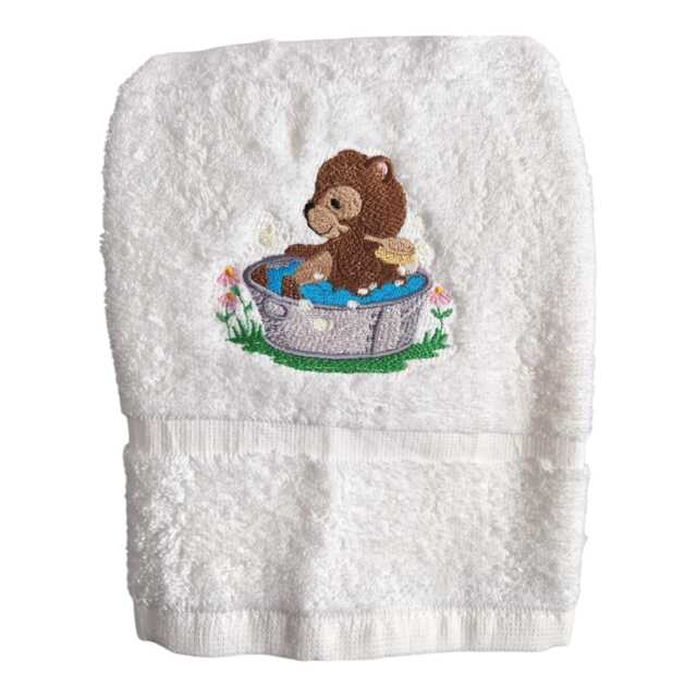 Embroidered Woodland Animal Bear Hand Towel - image 1