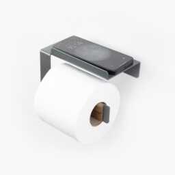 Elegant Toilet Paper Roll Holder With A Shelf/Tissue For Cellphones Wall Mount Decorative Metal Black Tp Rack Bathroom Decor - thumbnail 2
