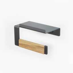 Elegant Toilet Paper Roll Holder With A Shelf/Tissue For Cellphones Wall Mount Decorative Metal Black Tp Rack Bathroom Decor - thumbnail 3