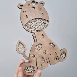Wooden Giraffe Nursery Decor, Wall Hanging, Safari Jungle Themed Rattan Babyshower Gift - thumbnail 3