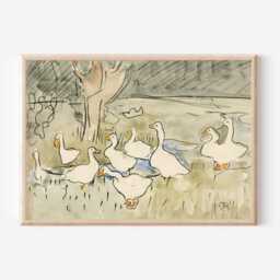 Geese Nursery Art Print, Vintage Nursery, Decor, Baby Shower, First Birthday, Christening Gift, Unframed, A1/A2/A3/A4/A5 - thumbnail 3