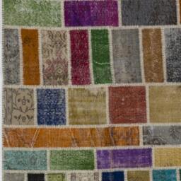 Multicolor Handmade Turkish Patchwork Rug, Bright Colors - thumbnail 4