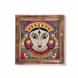 Embroidered Durga Wall Art, Indian Goddess, Ethnic Linen Decor - thumbnail 3