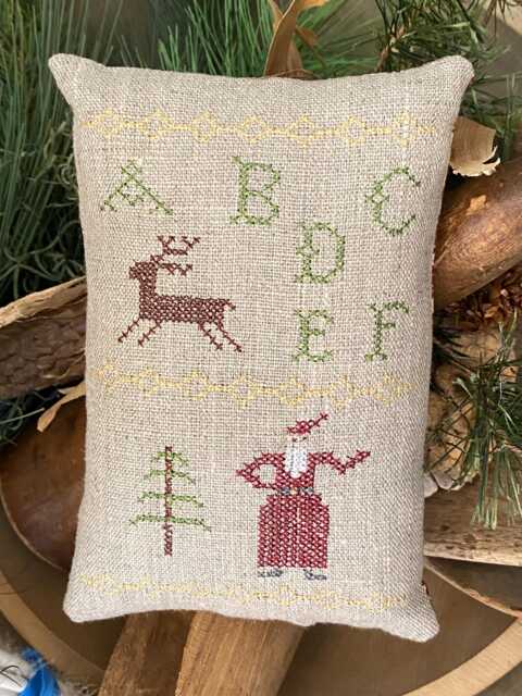 Cross Stitch Abcs Sampler Santa Pillow Tuck Primitive Bowl Filler - image 1