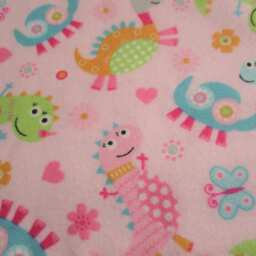Pink Dinosaur Baby Blanket & Burp Cloth Set, Girl Blanket, Flannel - thumbnail 2