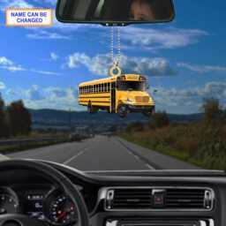 Custom Name School Bus Christmas Ornament Vehicle, Tree Hanging Decor, Flat 2D Acrylic/Wooden, Driver Gift - thumbnail 3