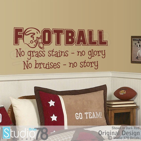 Football Wall Decal - Sports Nursery Decor No Grass Stains Glory - image 1