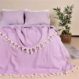Personalized Throw Blanket, Custom Embroidered Name Handwoven Cotton Herringbone Bedspread, Monogrammed Sofa Cover With Tassels - thumbnail 4