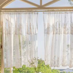 Elegant Lace Short Curtain For Kitchen , Rod Pocket Cafe Curtains - thumbnail 2