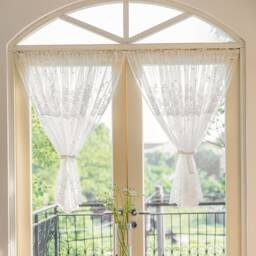Elegant Lace Short Curtain For Kitchen , Rod Pocket Cafe Curtains