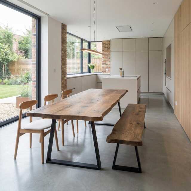 Croxby Tp Live Edge Round Corners Dining Table - Wooden Rustic Industrial Trapezium Steel Legs Cotswold - image 1