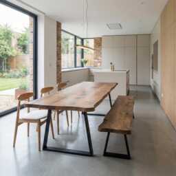 Croxby Tp Live Edge Round Corners Dining Table - Wooden Rustic Industrial Trapezium Steel Legs Cotswold - thumbnail 1