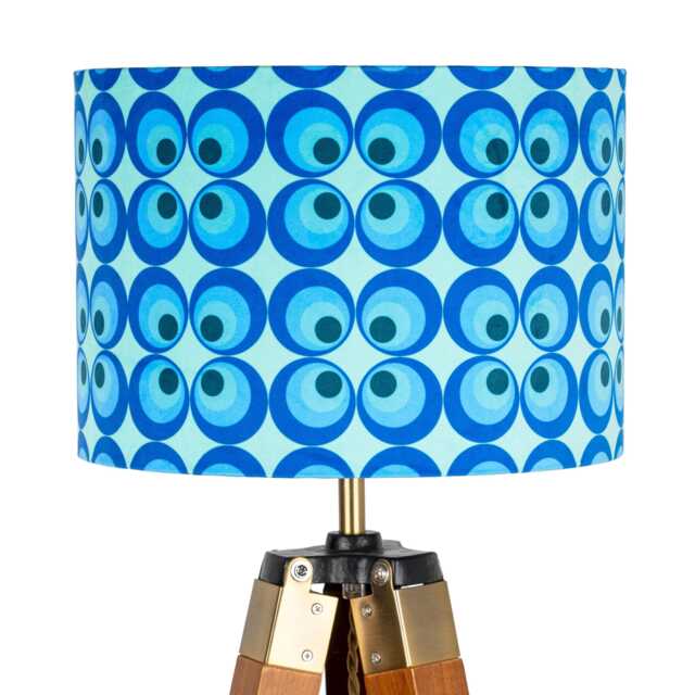 Blue Retro Lampshade - Handmade 70S Seventies Vintage Lamp Shade 25cm 30cm 35cm 40cm 45cm, Mid Century, Ceiling - image 1