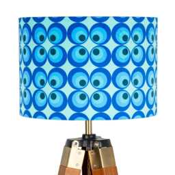 Blue Retro Lampshade - Handmade 70S Seventies Vintage Lamp Shade 25cm 30cm 35cm 40cm 45cm, Mid Century, Ceiling - thumbnail 1