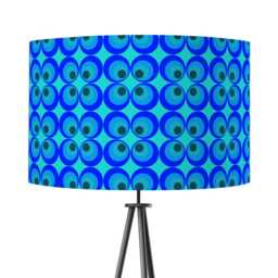 Blue Retro Lampshade - Handmade 70S Seventies Vintage Lamp Shade 25cm 30cm 35cm 40cm 45cm, Mid Century, Ceiling - thumbnail 2